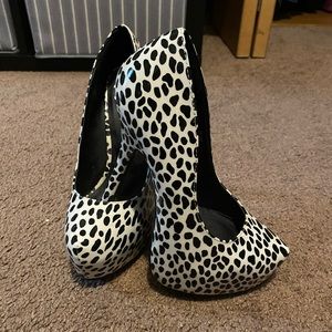 White cheetah heels